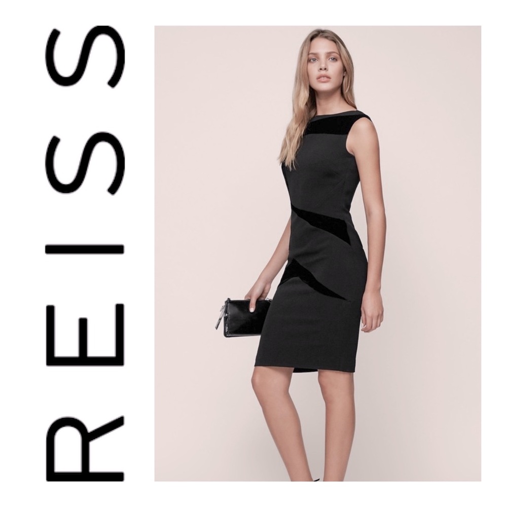 REISS Payton Velvet Panel Dress size 10